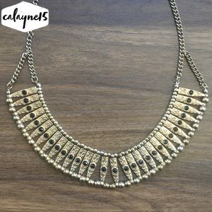 Golden black studded “Egyptian” styled necklace